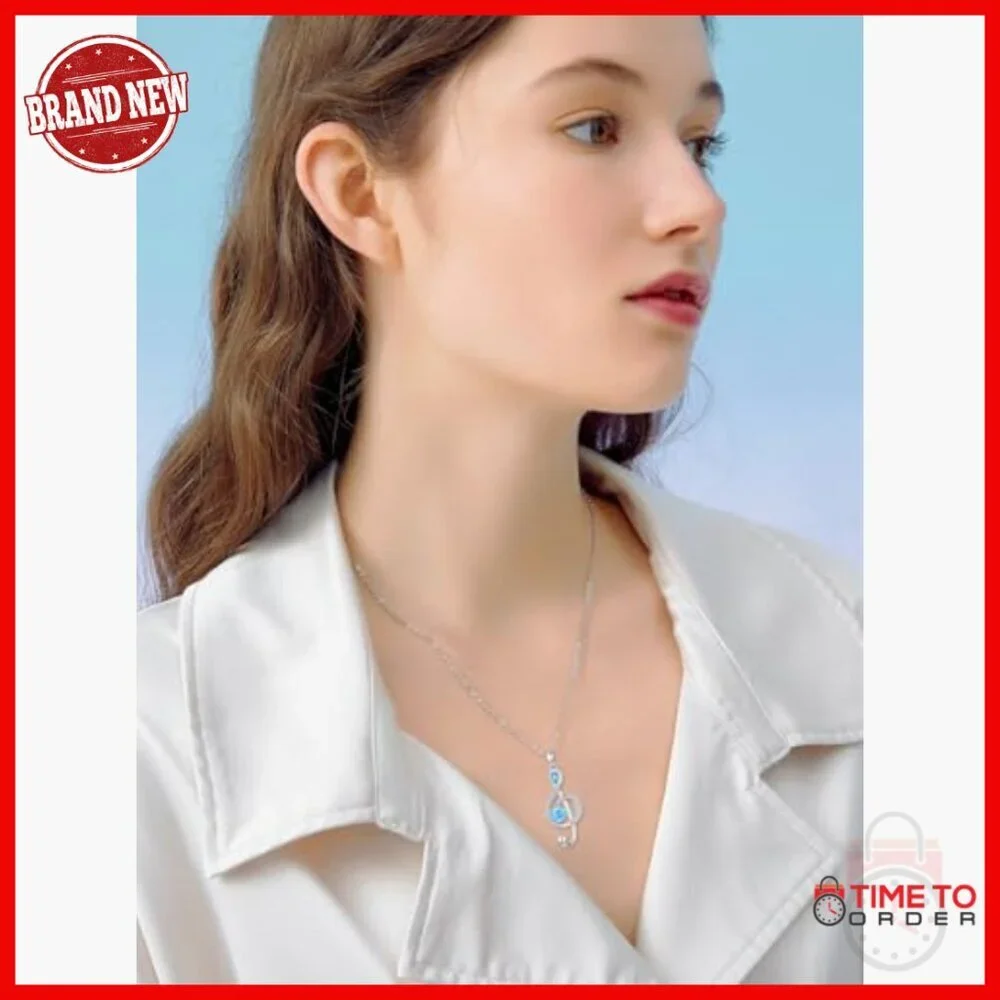 Sterling Silver Music Note Pendant Necklace 18